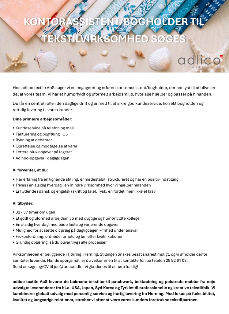 Kontorassistent bogholder adlico